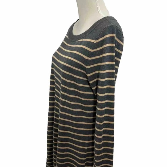 NWT LOFT Wool Blend Striped Swing Sweater Dress Size Large Long Sleeves Brown - Picture 3 of 9